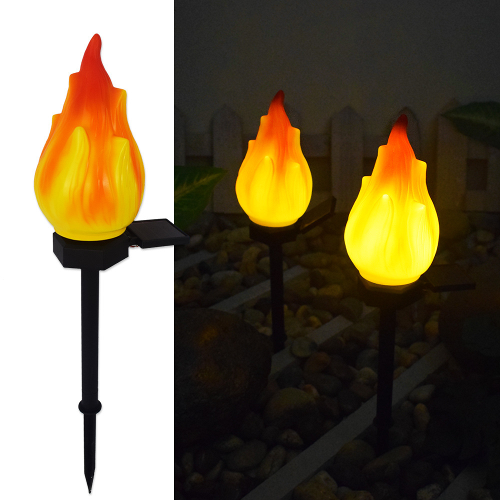 New solar-powered outdoor garden lamp, plastic flame ground plug, atmosphere range camping lamp, decorative landscape details Picture