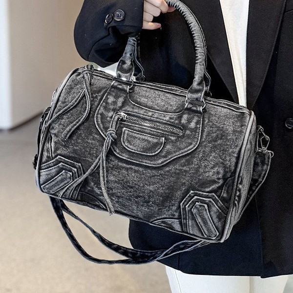 Casual 2025 New retro motorcycle bag, gradient soft surface crossbody single-shoulder bag, women's zipper tote bag, trendy handbag Specification drawing