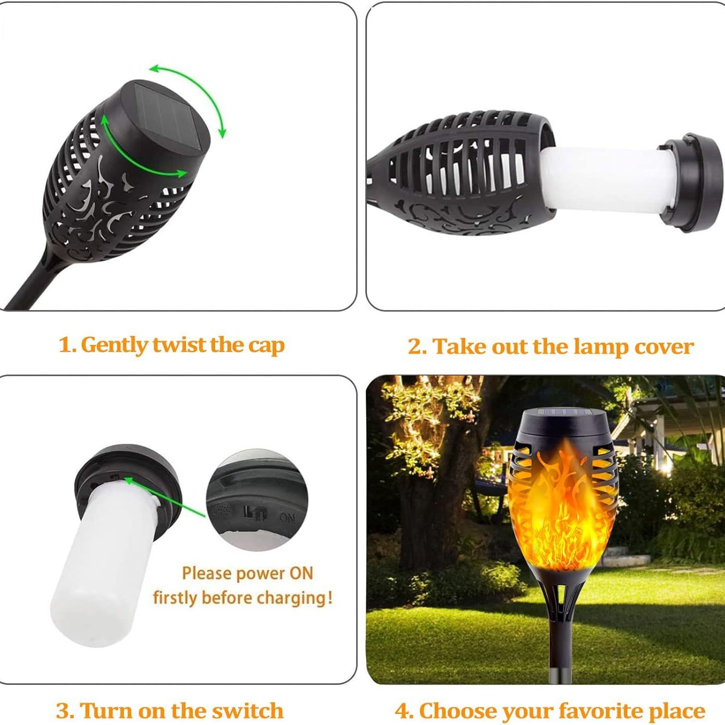 Solar flame lights, outdoor 12LED torches, ground socket lights, lawn lights, atmosphere lights, courtyard decorative lights, landscape lights details Picture