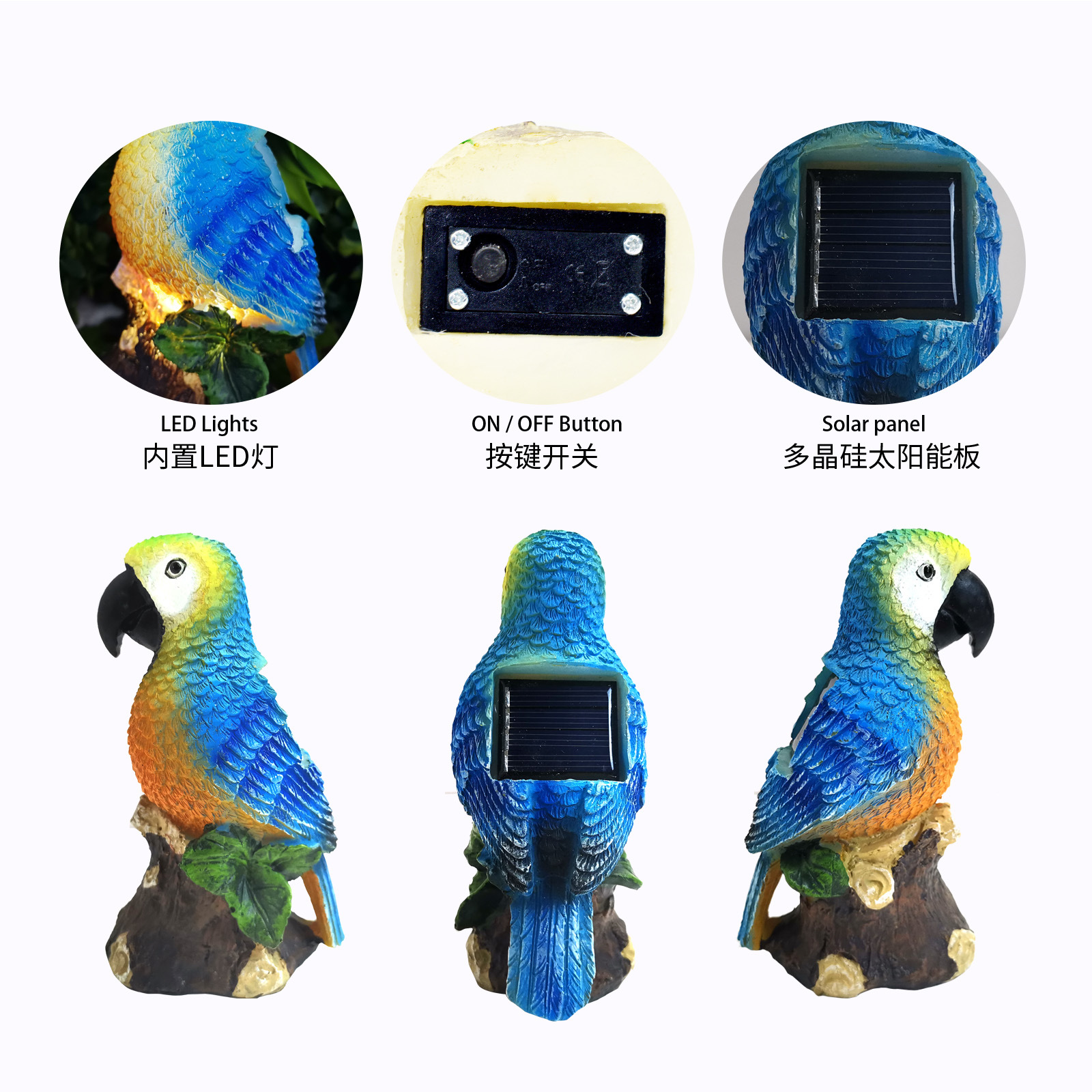New outdoor solar parrot lamp, bird resin handicraft, lawn balcony night light, gift, garden decoration Application Scenario