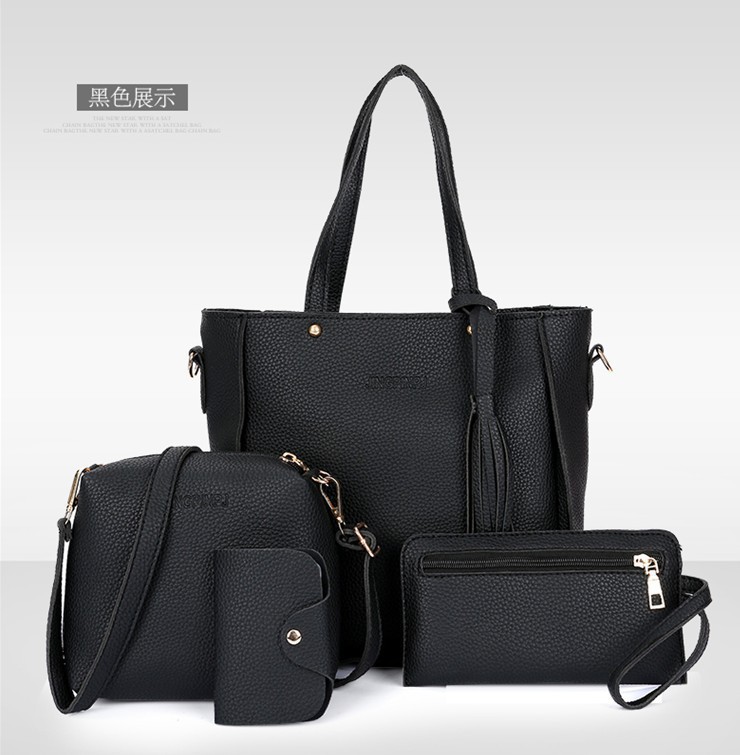 2023 Chaozi Mu Bag Four-piece Set, New Korean-style bucket tassel single-shoulder bag, handbag, women's bag, large bag, crossbody bag full figure