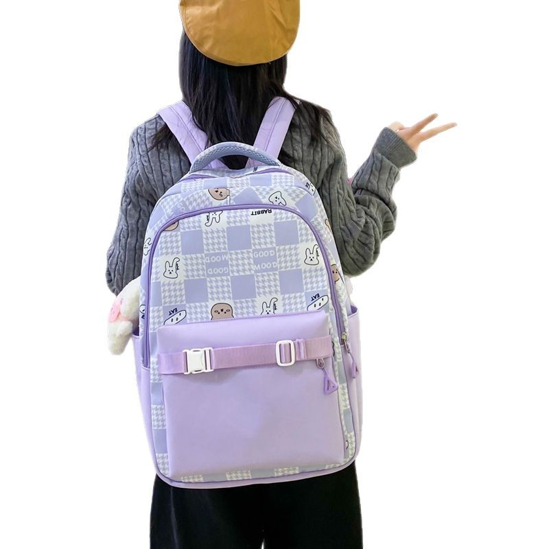 New large-capacity four-piece set, cute, lightweight and versatile schoolbag, backpack for primary, junior high and senior high school students Item Picture