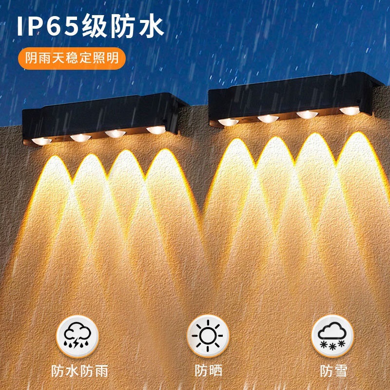 【 New High-Brightness 】 Solar spotlights, home atmosphere wall-washing lights, outdoor fence decoration, garden and courtyard arrangement Application Scenario