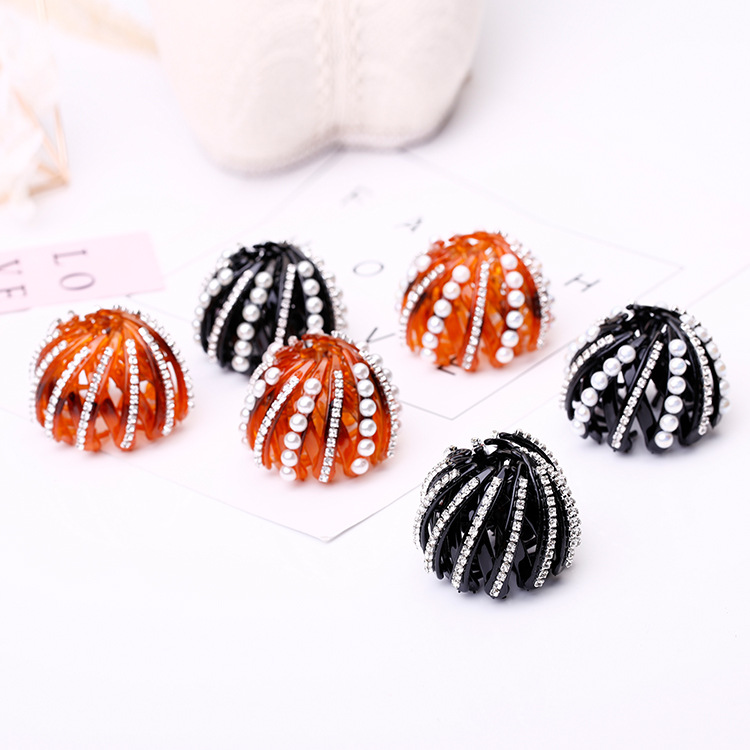 Korean water diamond bun hair bun, Bird's Nest hair gripper, ponytail clip, flower bud hair clip, wholesale A97D full figure