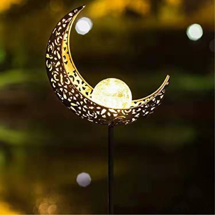 Amazon solar iron art moon ground plug light Outdoor waterproof garden decoration LED courtyard landscape lawn light Specification drawing