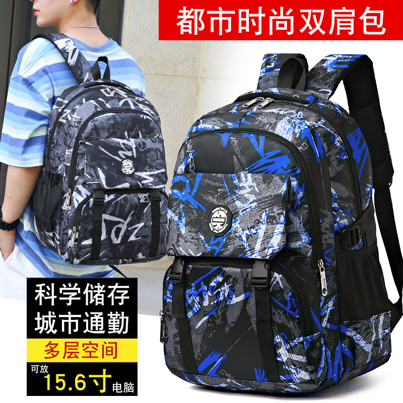 Cross-border wholesale backpacks, Korean-style trendy schoolbags for junior and senior high school students, fashionable camouflage travel, large-capacity computer backpacks details Picture