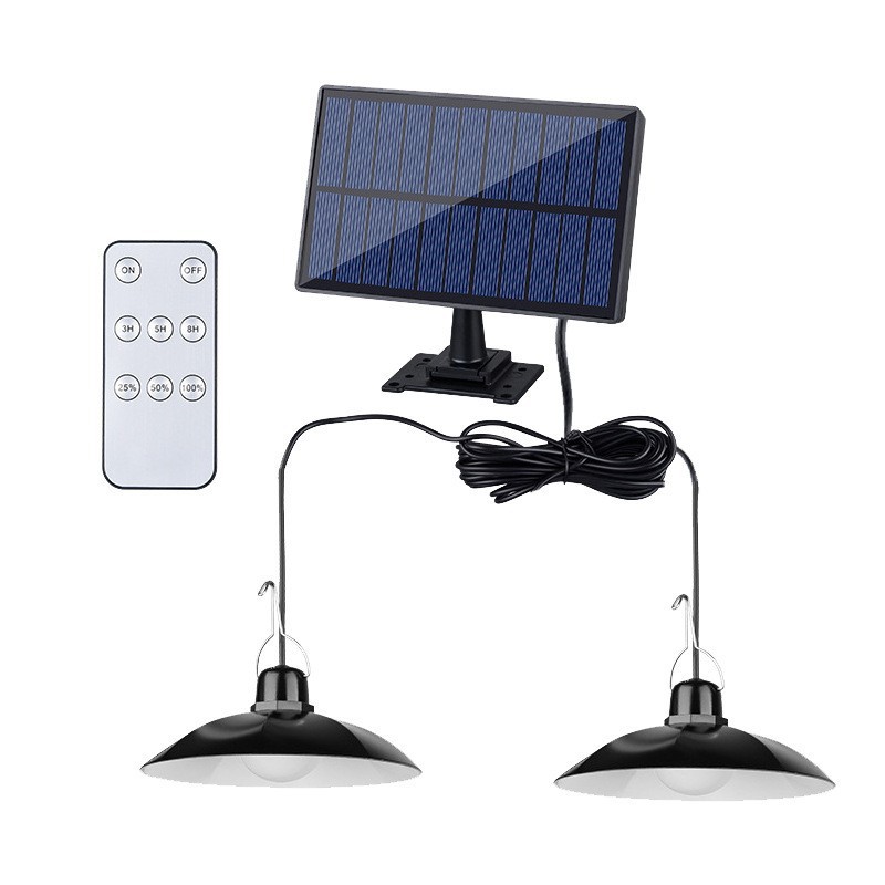 Solar lamp split-type solar one support two ultra-bright pendant lamp, indoor and outdoor remote control light, waterproof garden lamp Item Picture