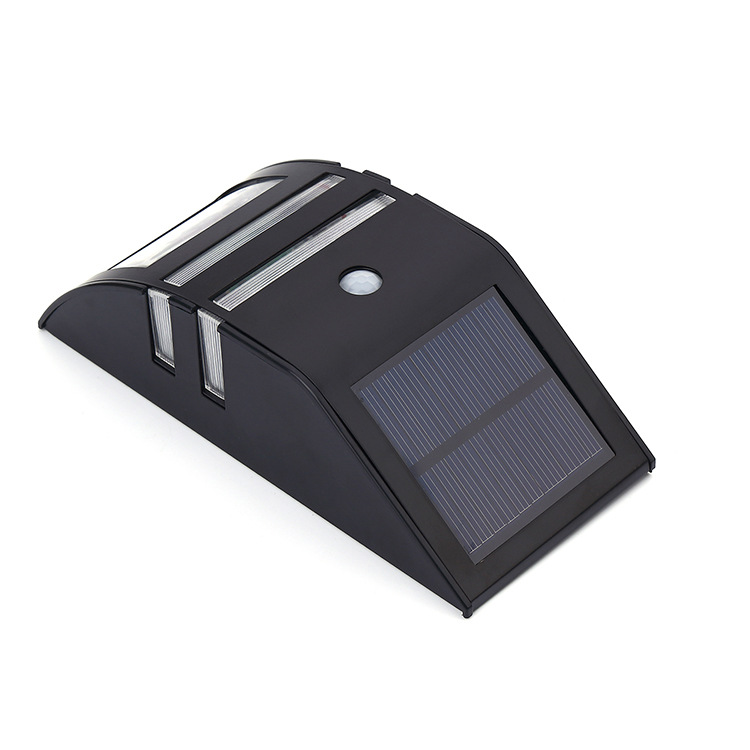 0451 Black cross-border supply solar 2LED stainless steel PIR human body sensor wall lamp, staircase lamp, corridor lamp Item Picture