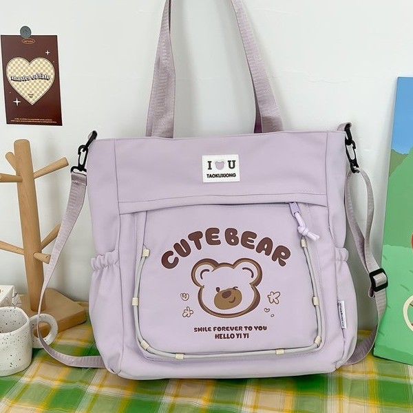 New large-capacity cute student bag, Korean version class tutorial class single-shoulder bag, girl tutorial bag, cartoon crossbody bag details Picture