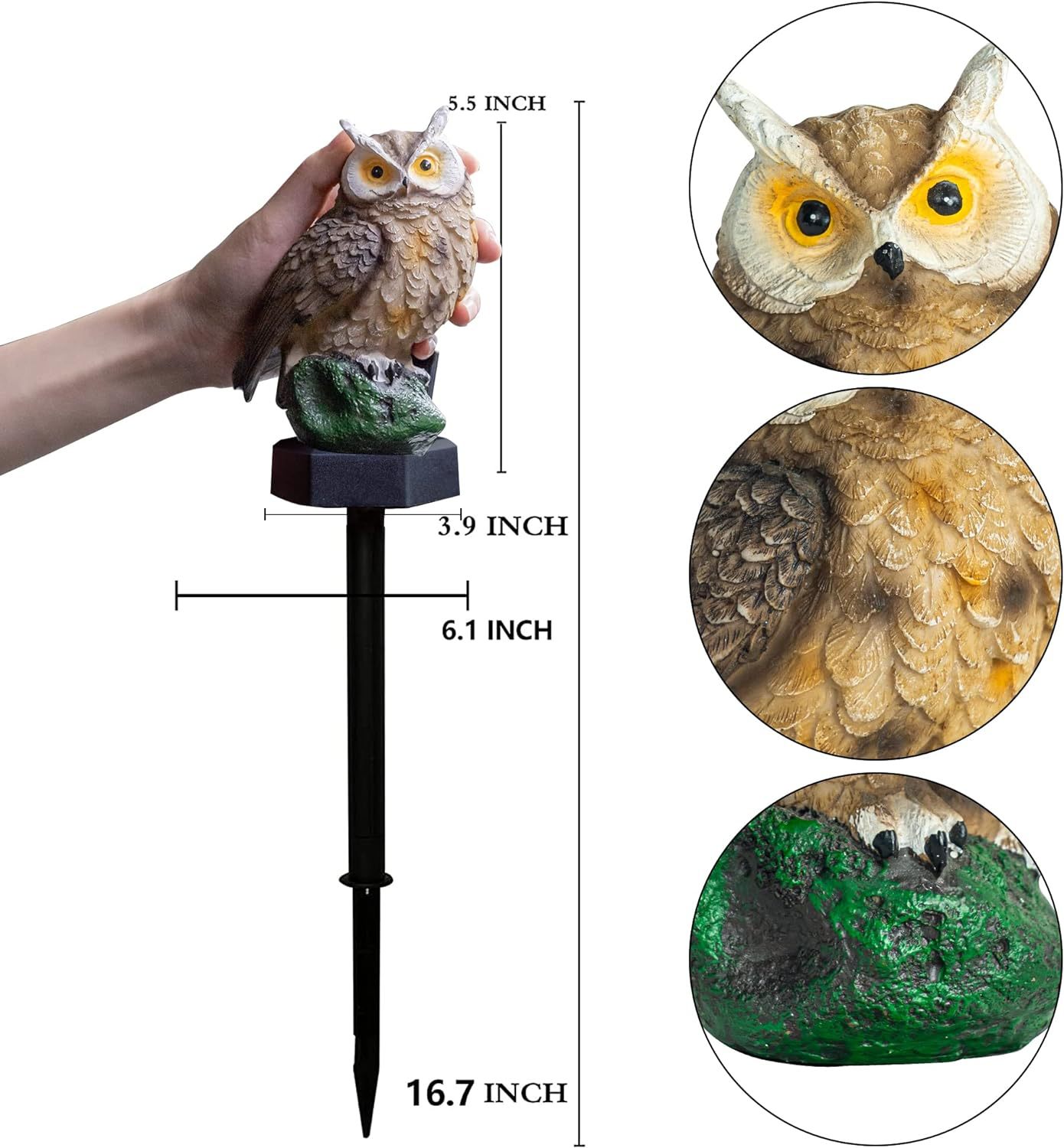Solar lawn lights, owl resin sculptures, landscape lights, courtyard ground insert lights, outdoor garden lights Application Scenario