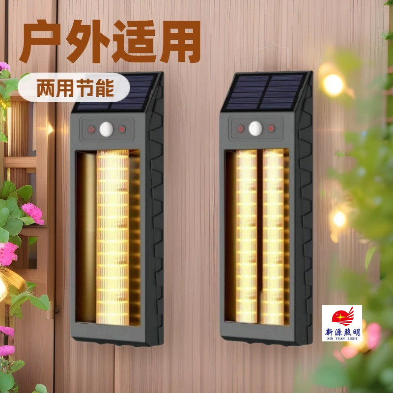 Solar lighting fixtures, garden lamps, human-sensing tungsten filament wall-washing lamps, warm color solar integrated street lamps details Picture