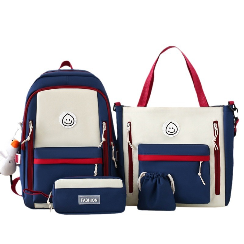 New fashionable color-blocked schoolbag, large-capacity campus backpack for junior and senior high school, simple forest-style backpack, girls' casual bag Item Picture