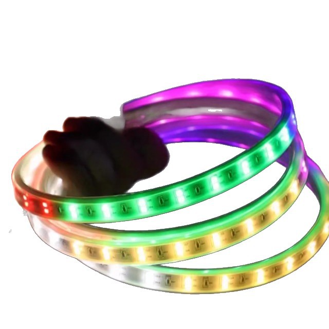 Solar-powered led running light strips, outdoor neon flowing water, six-color flashing, rainproof, color-changing ambient lights, and decorative lights Item Picture