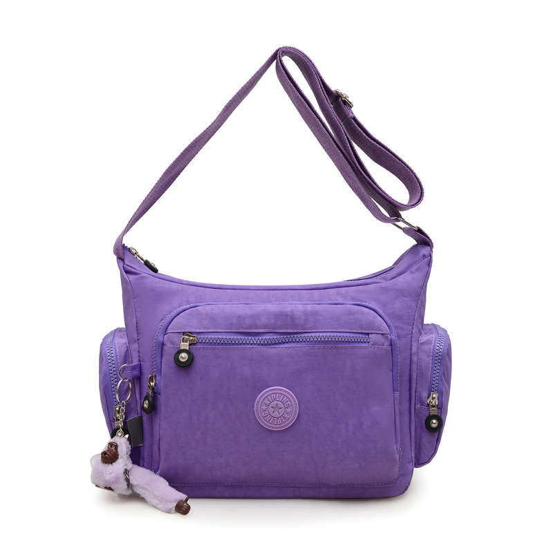 Solid-color simple monkey bag, urban large-capacity single-shoulder crossbody women's bag, waterproof nylon multi-compartment lightweight and fashionable bag Item Picture