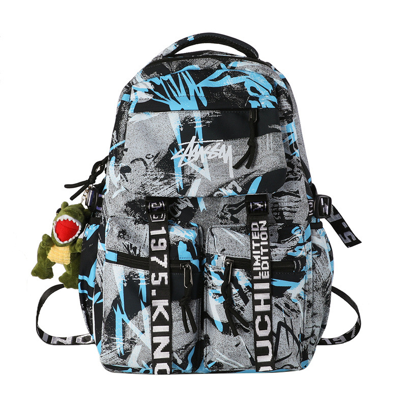 Backpack, large capacity, graffiti trend, student travel computer, female couple camouflage schoolbag, male junior high school student backpack Item Picture
