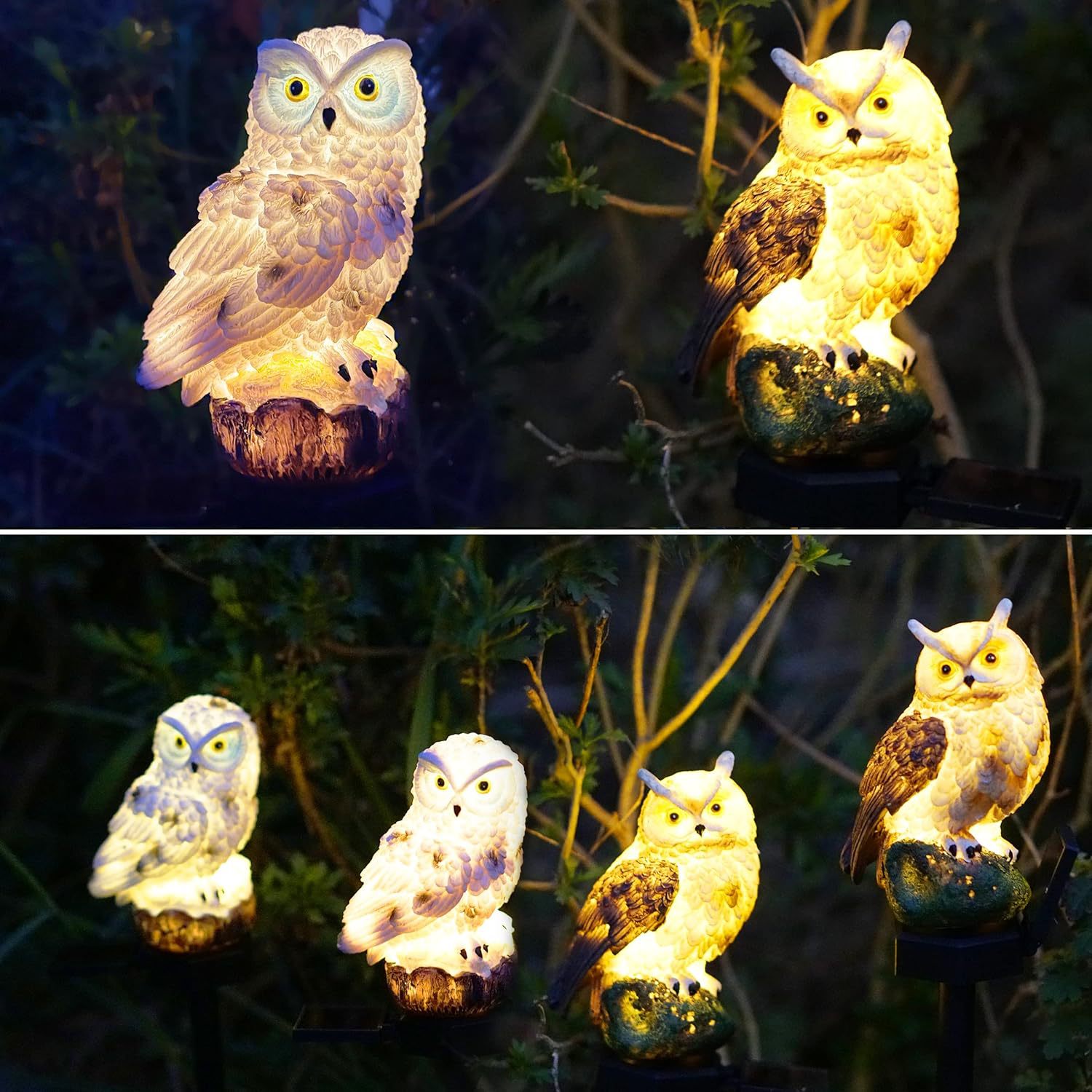 Solar lawn lights, owl resin sculptures, landscape lights, courtyard ground insert lights, outdoor garden lights details Picture