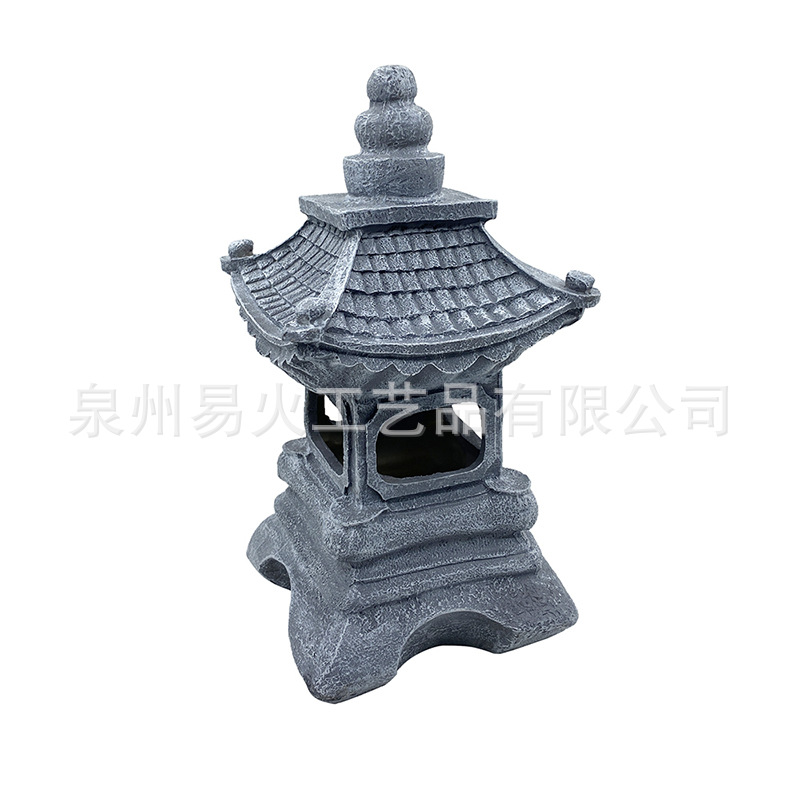 Factory wholesale of solar-powered Chinese-style palace lanterns, retro stone pagodas, outdoor garden and courtyard landscape, Zen-inspired handicrafts and ornaments Item Picture