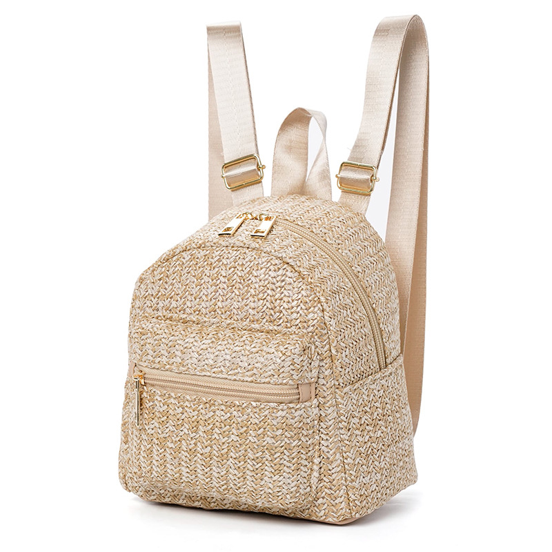 New cross-border ethnic style backpack, a double-zipper casual and personalized backpack for ethnic minorities, made of straw full figure