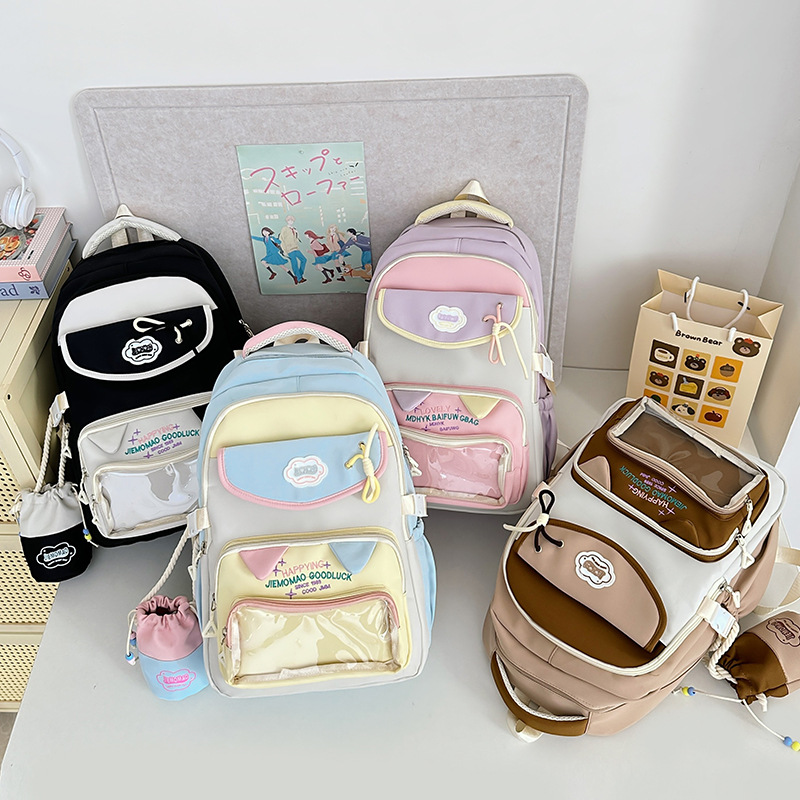 Cute and painful backpack for junior high school students, large-capacity backpack for girls, high school and college students, and travel backpack for girls details Picture