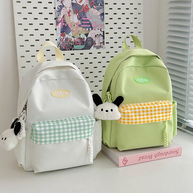 2025 Japanese student campus backpack for girls, Korean InS-style artistic and fresh checkered schoolbag, versatile backpack Specification drawing