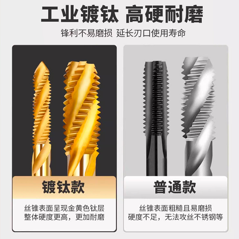 National standard titanium-coated cobalt-containing taps, spiral tapping tips, taps, stainless steel special machine taps M3, M4, M5 Specification drawing