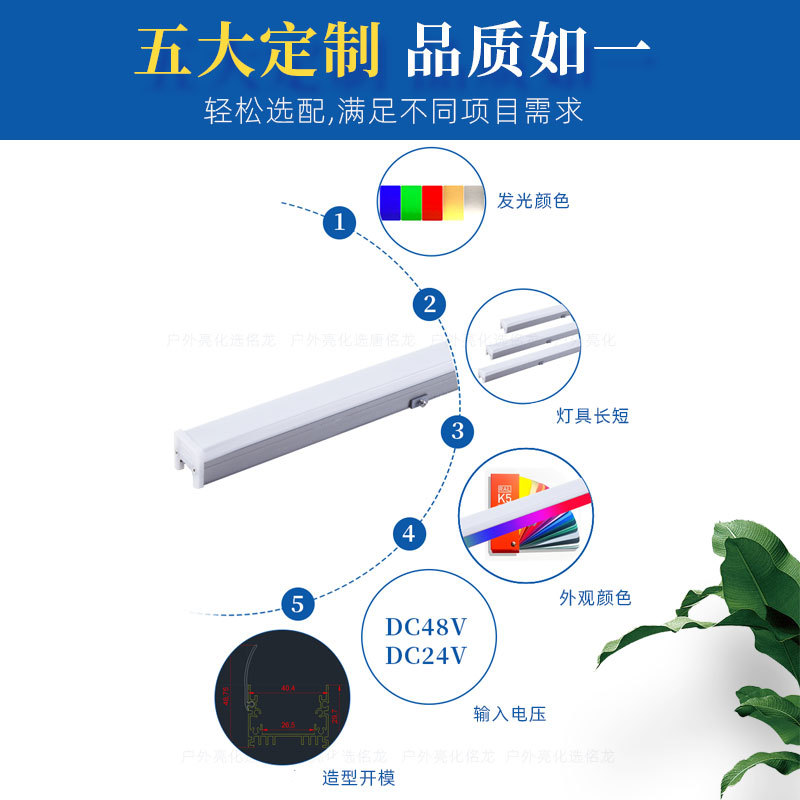 LED outdoor strip light waterproofing project DMX512 contour light strip, ip65 villa eave strip light, 24V building Application Scenario