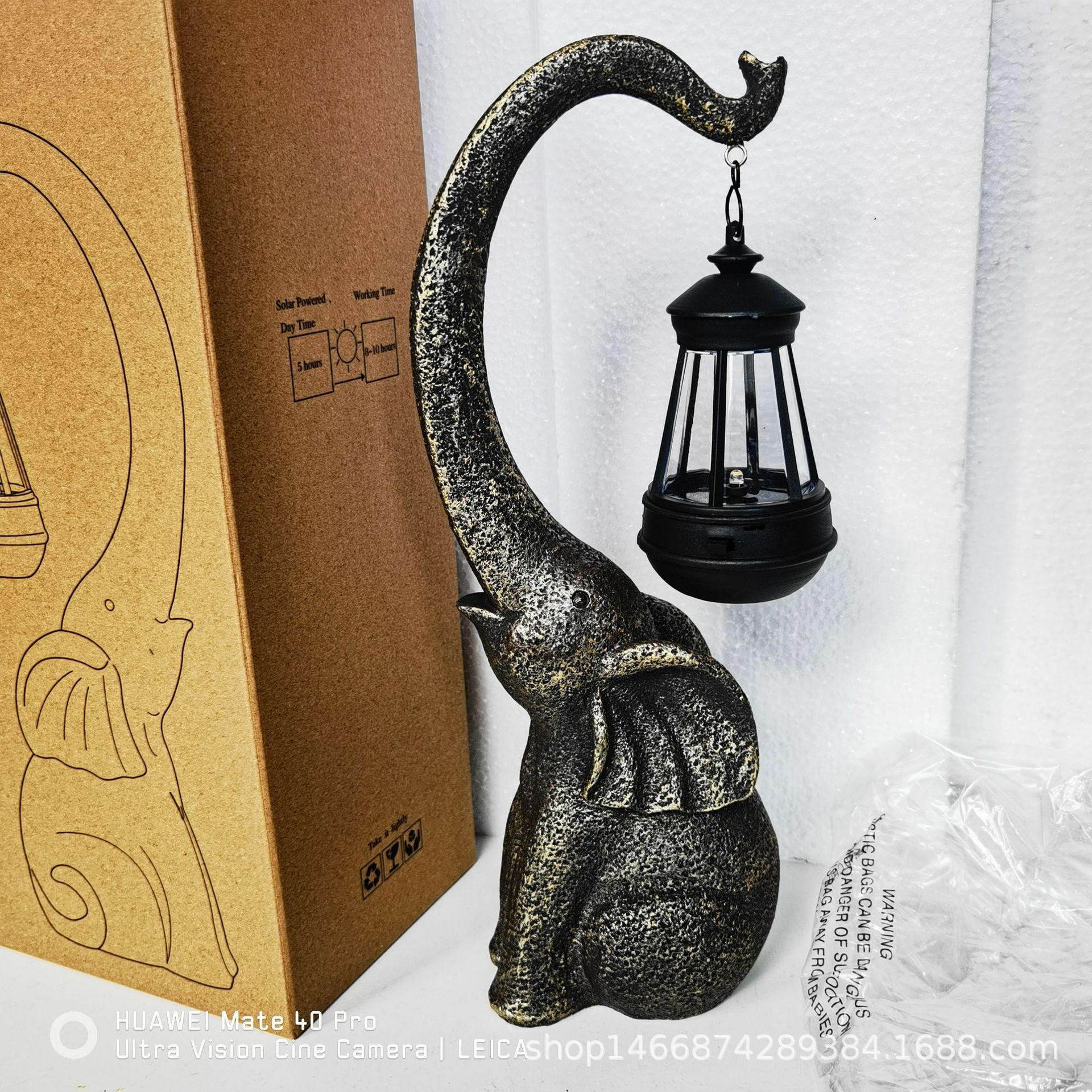 Factory direct supply of elephant solar garden lights, elephant hanging lanterns, LED water flow decorations, outdoor yoga statues, waterproof full figure