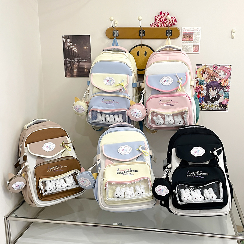 2025 New ins cute Pain Bag Backpack for Girls, junior high school girls, senior high school students, large-capacity backpack full figure