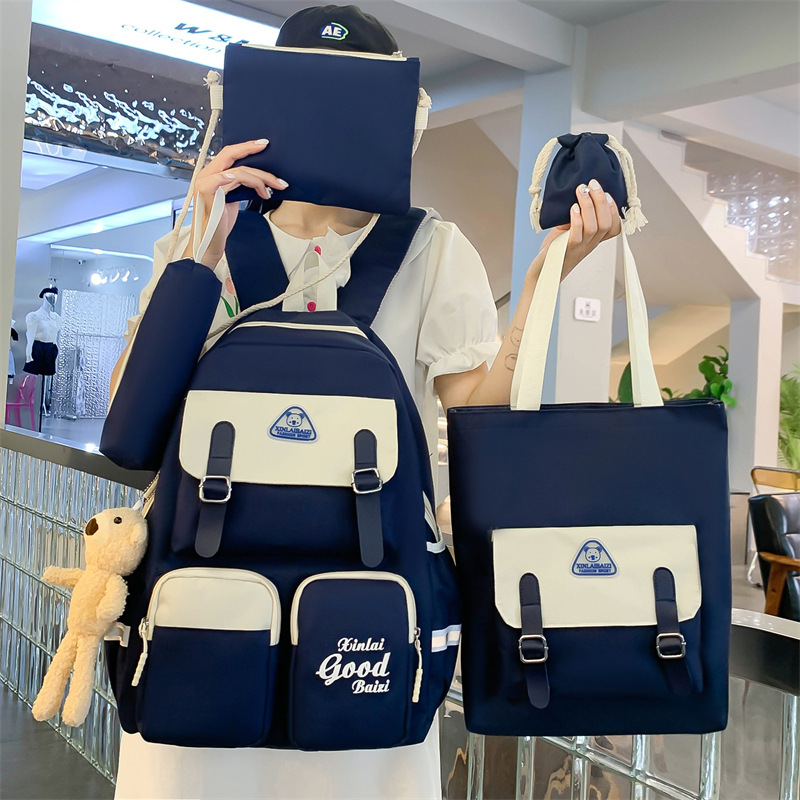 Cross-border backpack for girls, school style, primary and junior high school students, schoolbag set, Korean version, large-capacity tutorial hand-held backpack Specification drawing