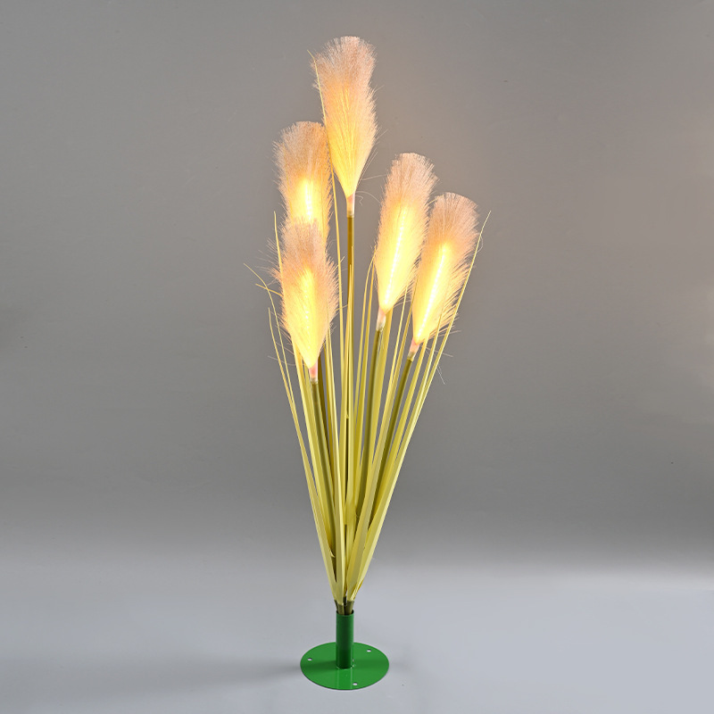 led simulation optical fiber five-head reed lamp, outdoor solar garden plant lamp, garden decorative lamp, landscape lamp Specification drawing