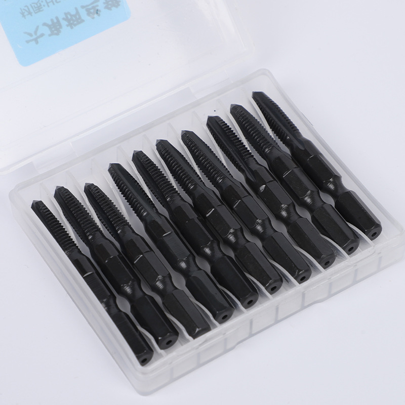 Hexagonal handle tap pneumatic motor with straight groove screw tapping electric drill bit tool hexagonal handle tap Application Scenario