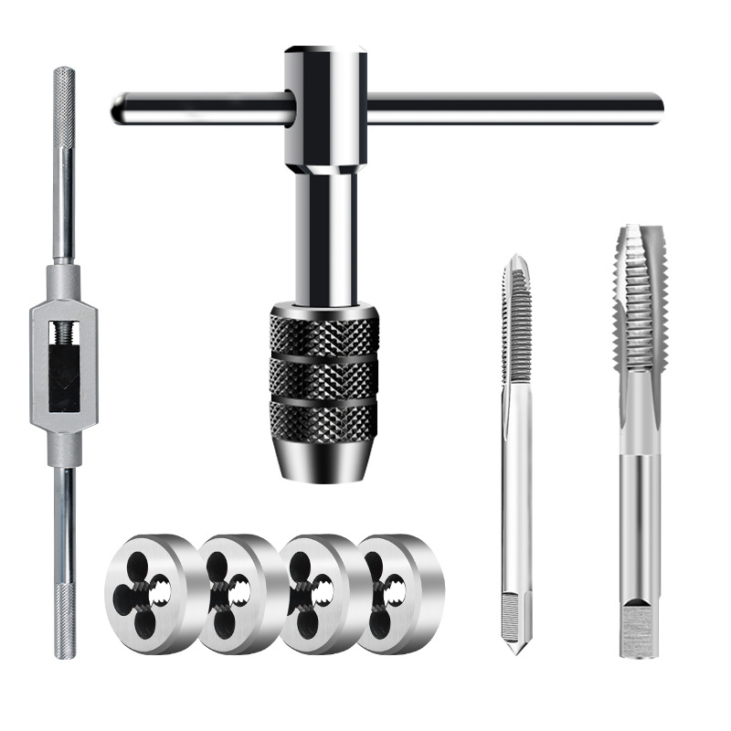 Factory straight hair tap die set tools, hand tap wrench, die winch, metric tap combination set Item Picture