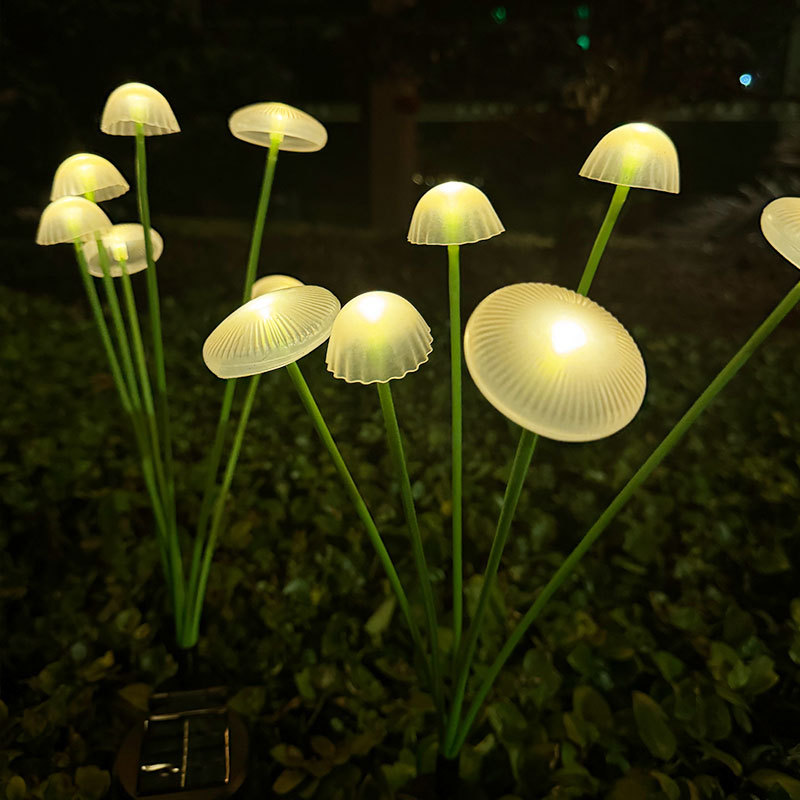 LED solar jellyfish lamp, silicone mushroom ground insert lamp, outdoor courtyard garden landscape atmosphere decorative lawn lamp details Picture