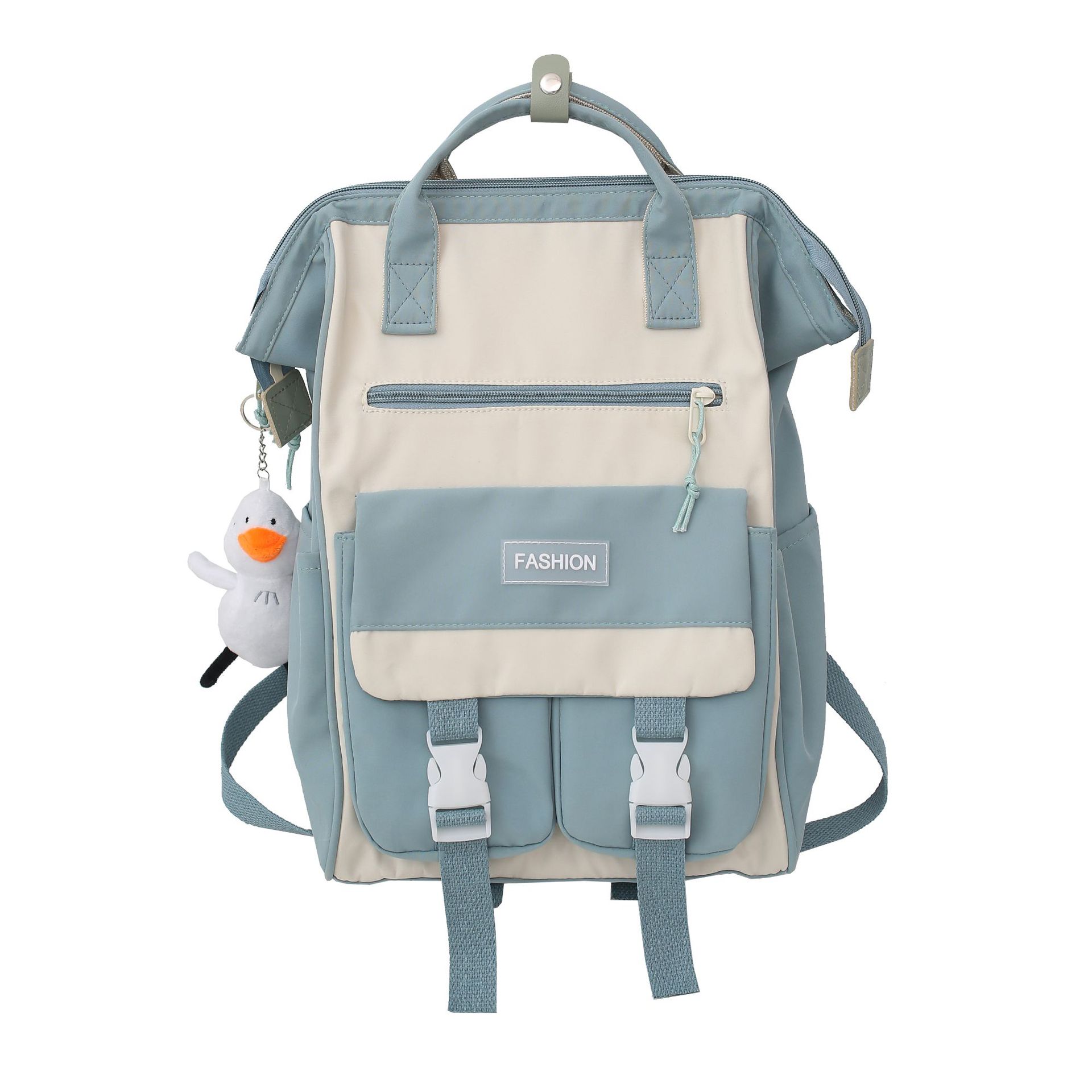 New Japanese-style high school and college student backpack, Harajuku simple large-capacity travel backpack, trendy color-blocking backpack Item Picture