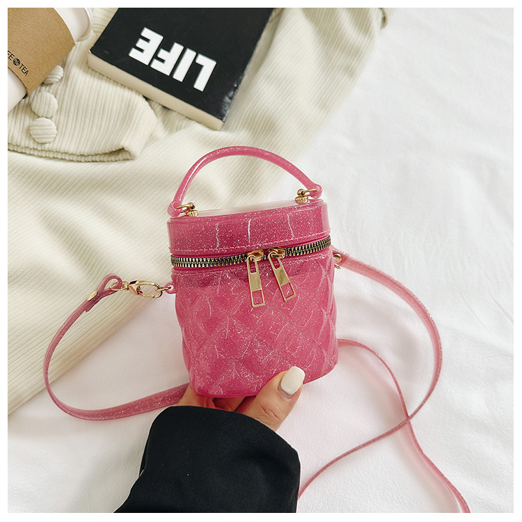 2025 Children's Bag, new cylindrical jelly small bag, mini makeup bag, cute clothing matching, small crossbody bag, handbag details Picture