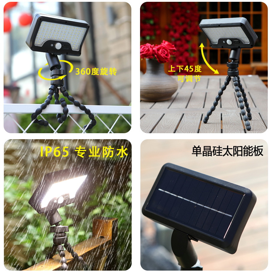 Cross-border best-selling octopus solar lamp, outdoor clip, garden lamp, street lamp, household wall lamp, new sensed-sensing waterproof details Picture