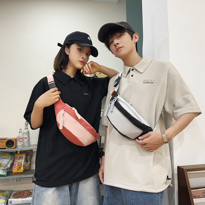 Japanese nylon chest bag, a trendy single-shoulder, versatile crossbody small bag for women on Instagram, a new 2025 contrasting color student sports waist bag Application Scenario