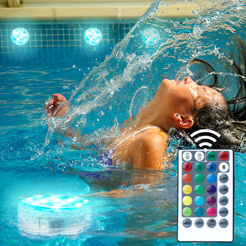 Swimming pool lights LED13 lights magnetic remote control diving lights fish tank lights fountain lights bathtub lights water smoke lights underwater lights details Picture
