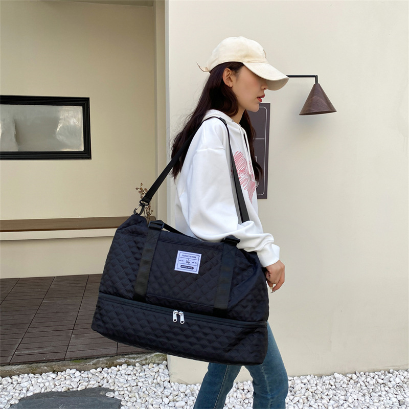 Cross-border two-piece handbag set, short-distance travel luggage bag, large capacity, lightweight, dry and wet separation sports and fitness bag Specification drawing
