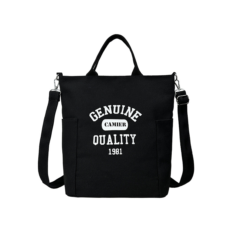 Canvas backpack bag, cotton letter casual hand-held bag, printed cosmetics and accessories, new cotton canvas bag Item Picture