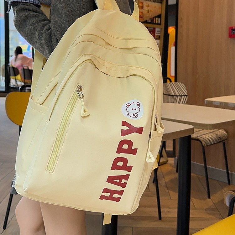 This trendy backpack has a sense of design and is versatile in various sizes. It is a lightweight backpack for campus students and a multi-layered practical backpack details Picture