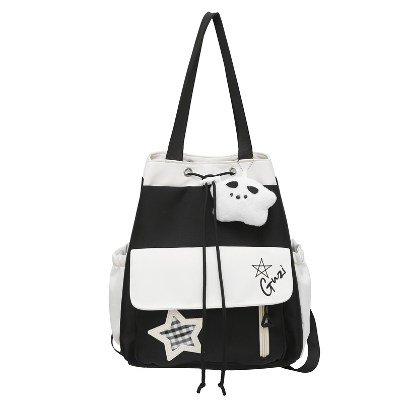 The new cute color-blocking student single-shoulder bag, a multi-functional backpack with a girlish style, features a casual design and a large capacity Item Picture