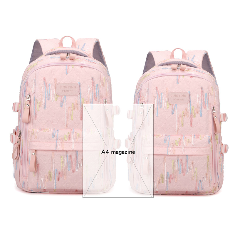 Korean version large-capacity backpack, high appearance level, cute and sweet backpack, female junior high school and college student backpack in various sizes Specification drawing