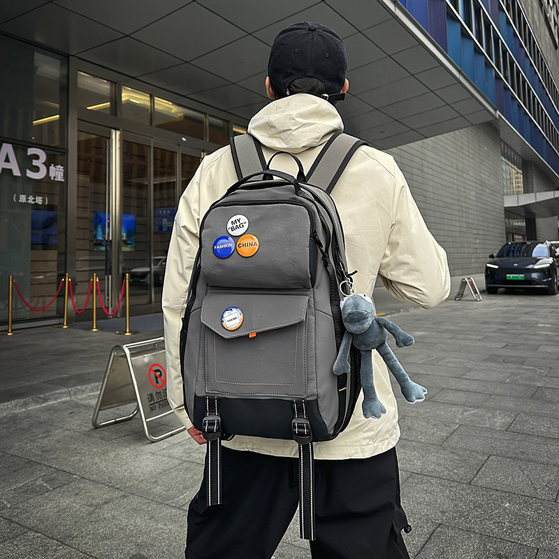 Trendy brand backpacks for men, simple and large-capacity travel backpacks, casual Japanese-style schoolbags for junior high school, senior high school and college students Specification drawing