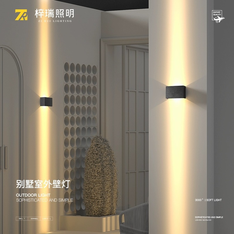 Outdoor wall lamps, villa and hotel double-head exterior wall lamps, waterproof courtyard lamps, outdoor courtyard wall lamps, garden column wall-washing lamps details Picture