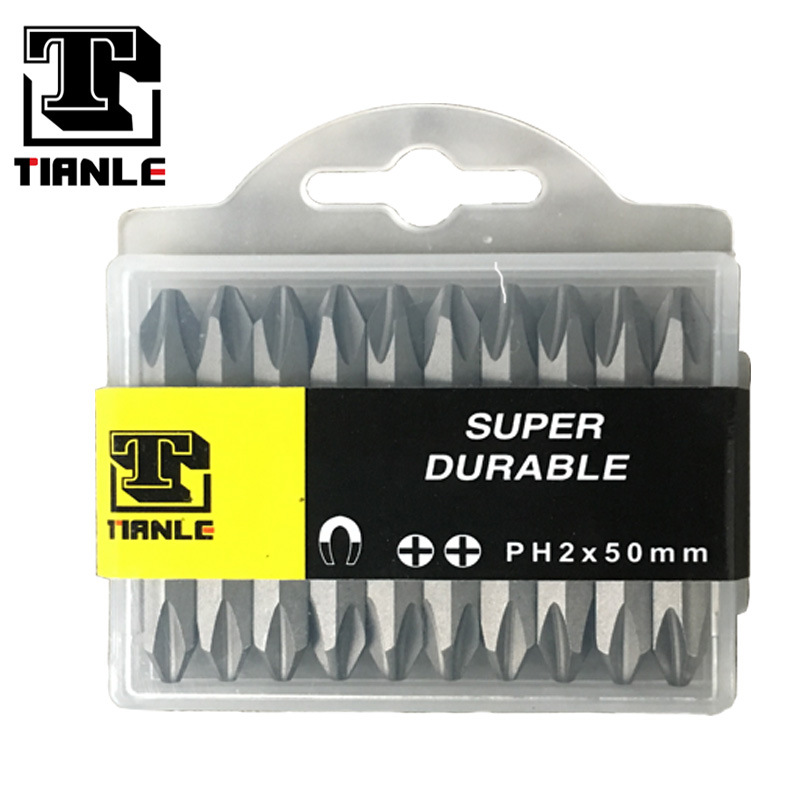 S2 Hexagonal magnetic double-head cross screwdriver bit, pneumatic screwdriver tip PH2*65, hexagonal air screwdriver bit, screw in a straight line Specification drawing
