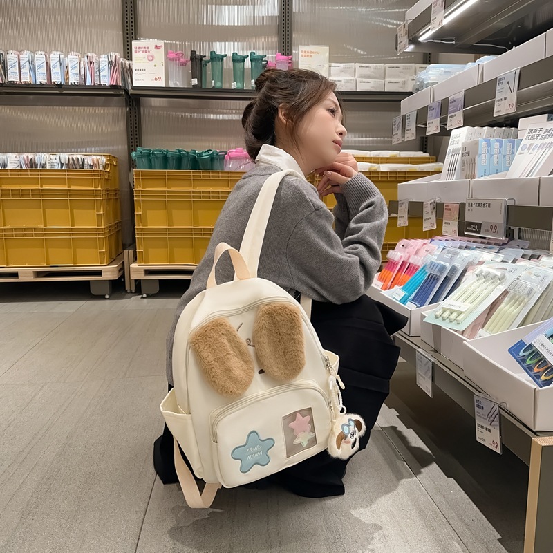 Cross-border cute puppy backpack, plush girl pain window bag, niche new cartoon backpack, large-capacity schoolbag for students Specification drawing