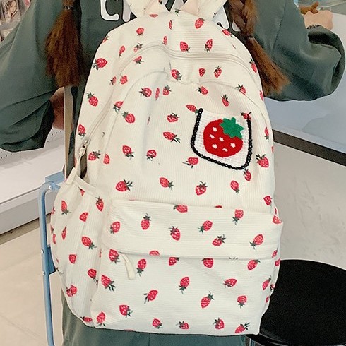 2024 New student cute schoolbag, large-capacity backpack, cartoon strawberry backpack, high appearance level schoolbag for autumn and winter full figure