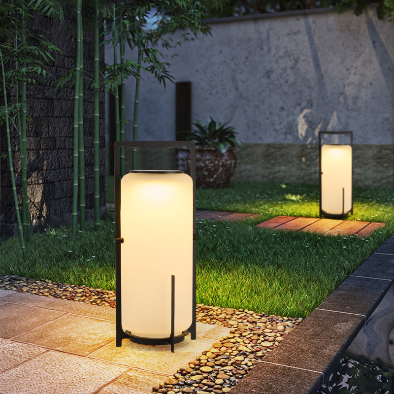 Nordic outdoor solar lawn lamp, garden courtyard waterproof floor lamp, portable campsite decorative item lamp full figure