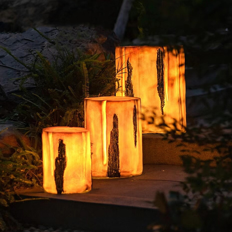 LED simulation tree stump lights, wooden stump lights, solar park landscape lights, outdoor waterproof courtyard lights, villa lawn lights details Picture